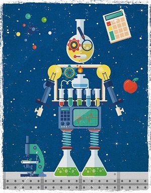 Illustrazione interna del libro Robokids