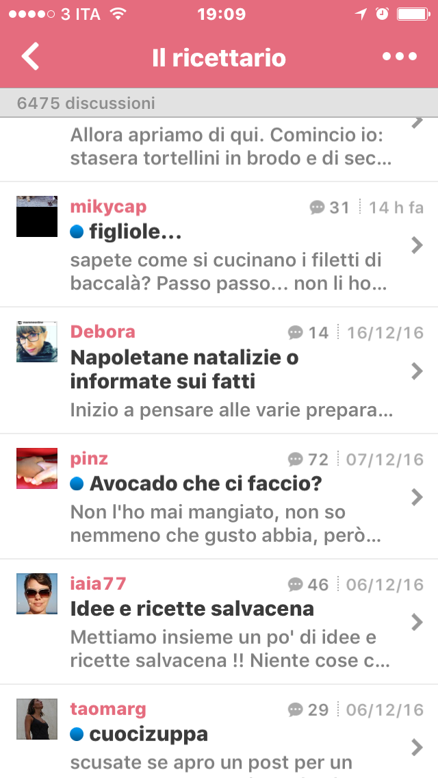 Immagine della app mammeonline e del forum ricettario dedicato alla cucina