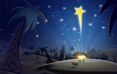 Stella cometa che illumina la grotta dove è nato Gesù