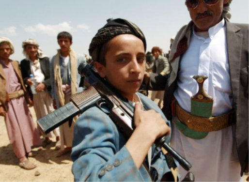 Foto di un bambino soldato in Yemen